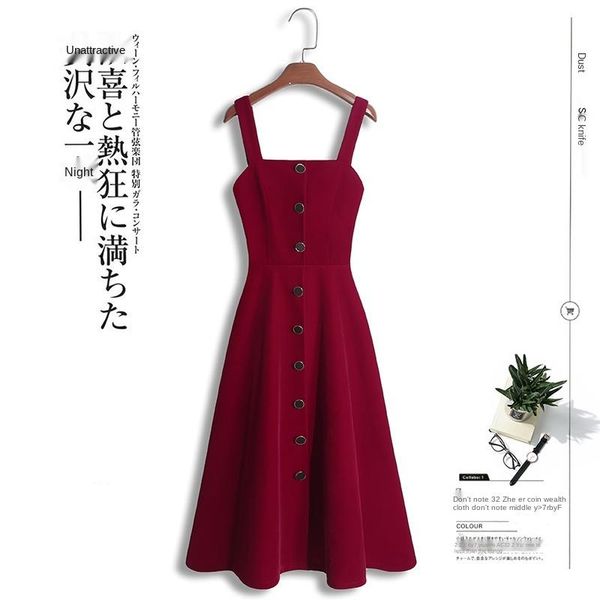 

casual dresses black dress golden velvet women's autumn winter suspender sleeveless solid a-line vintage ankle-length, Black;gray