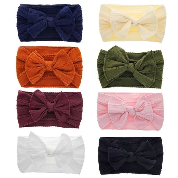 6 pcs babys grande bowdsoft nylon headbands flor impressão nylons turbante hairband oversize bunny bow headwrap bebê menina envoltório acessórios