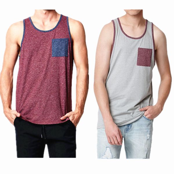

2 stuck men pocket singlet tank pak, White;black