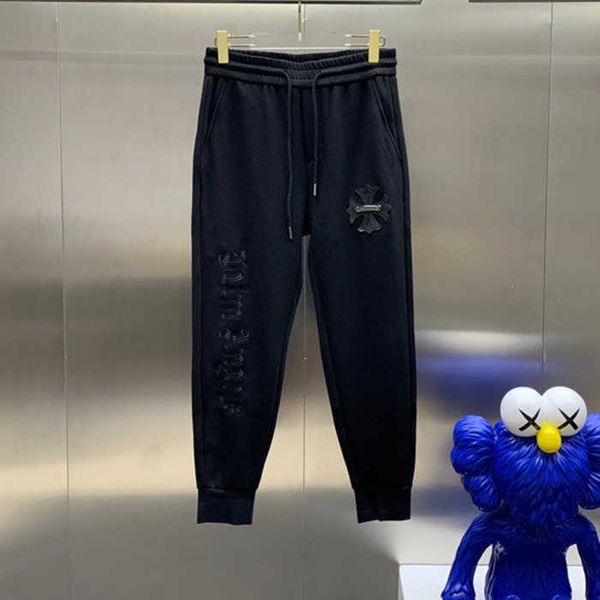

fashion outlet 21ss chrome fengchao ch cross sanskrit alphabet embroidery casual pants men's leggings, White;black