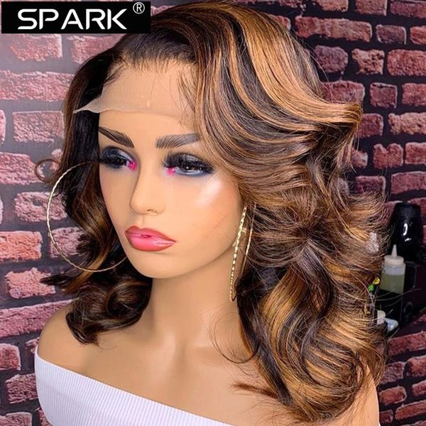 

lace wigs highlight wig ombre human hair short bob for black women t part brazilian pre plucked with baby body wave, Black;brown