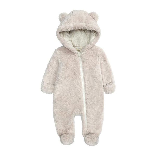 

jumpsuits born baby romper cute plush bear hooded girl jumpsuit autumn winter comfortable warm infant boys 0-1 year kids clothes, Blue