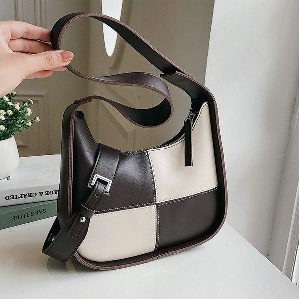 

evening bags niche design bag 2021 fashion high sense single shoulder women's lattice contrast color foreign style versatile