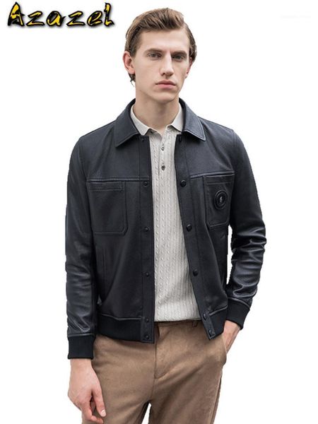 

men's leather & faux azazel genuine sheepskin jacket men clothing autumn coat male 2021 korean style jackets chaqueta hombre lxr1039, Black