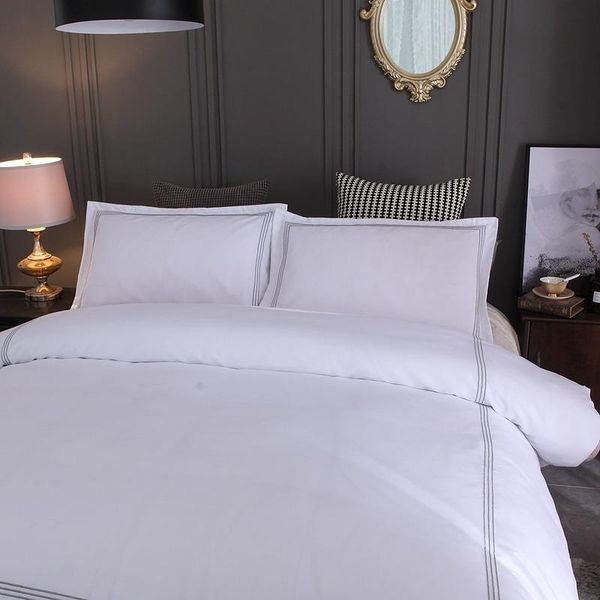 

explosions solid color embroidery three-piece l bedding in europe and america bedding set bed set  size