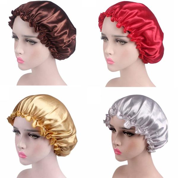 

shower caps 1x hair satin bonnet for sleeping cap silk femme head cover flower elastic band women night sleep
