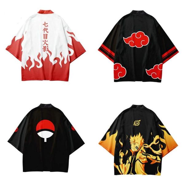 

ethnic clothing akatsuki sasuke kimono men's women kakashi summer short sleeve cardigan traditional costumes japanese, Red