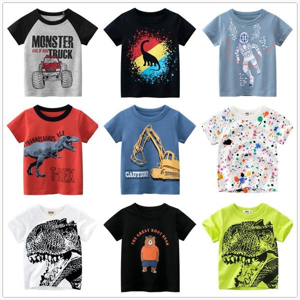 

baby boys t shirts clothes 1 2 4 5 6 7 8 9 years 100% cotton short sleeve dinosaurs monster, Blue