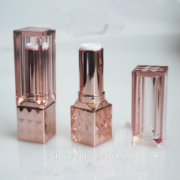 

12.1mm 50pcs/lot lipstick packaging tube, rose gold color, lipstick packing bottle, empty square lip tube