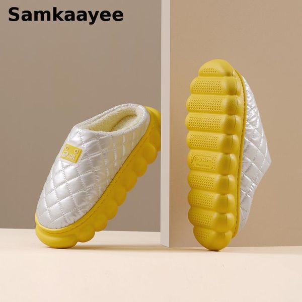 

slippers size 36-45 women winter female home shoes couples plush thick bottom waterproof anti-skid indoor men's warm zapatos y30, Black