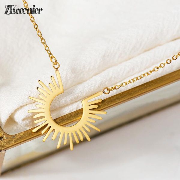 

chains simple sun pendant stainless steel necklace ladies chain lunxry jewelery wholesale, Silver