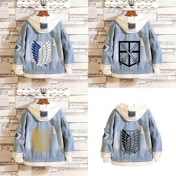 

blankets s-4xl attack on titan jeans jackets scout regiment cosplay costume autumn winter men women hooded denim coat sweatshirt blanket