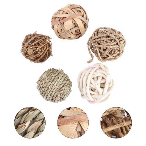 

small animal supplies 5pcs woven straw rattan round toys pet molar hamster chewing