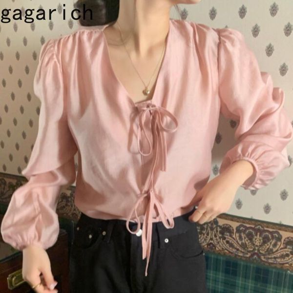 

women's blouses & shirts gagarich women 2021 spring autumn korean sweet temperament girls gentle slightly transparent loose lantern sle, White