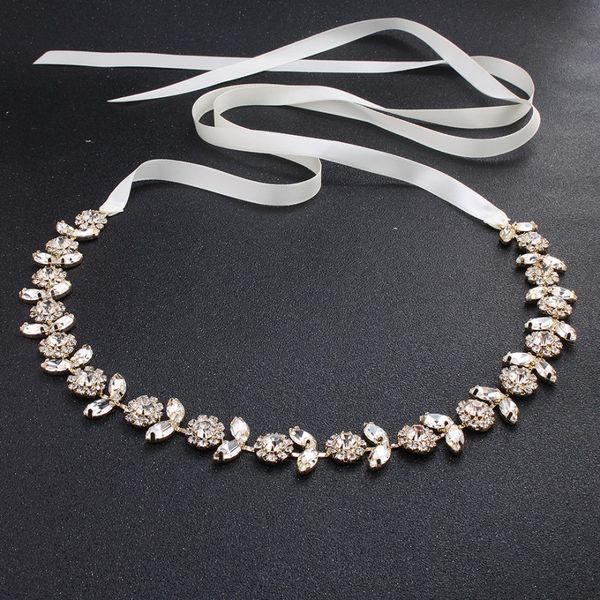 

luxury wedding sashes bridal belt rhinestone adornment prom party evening dress accessories 100% hand-made wedding sashes, White