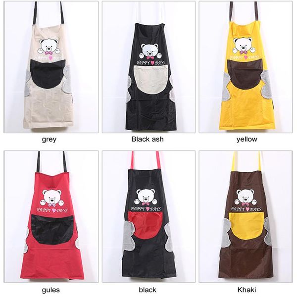 

aprons hand towel apron waterproof stain home kitchen cooking waist korean creative cute bear hanging neck oversleeve