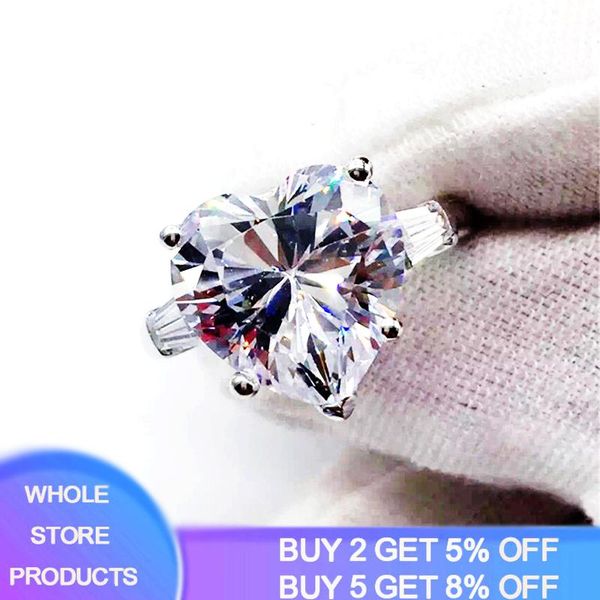 

cluster rings yanhui gift of love wedding engagement silver 925 ring size 4 5 6 7 8 9 10 wholesale romantic nice women jewelry r055, Golden;silver