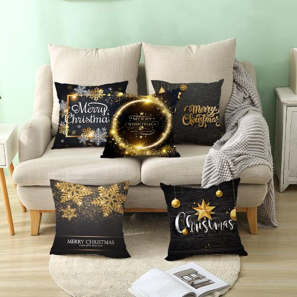 

cushion/decorative pillow gold christmas throw case home decorative cushion cover woven print pillowcase fashion textile covers