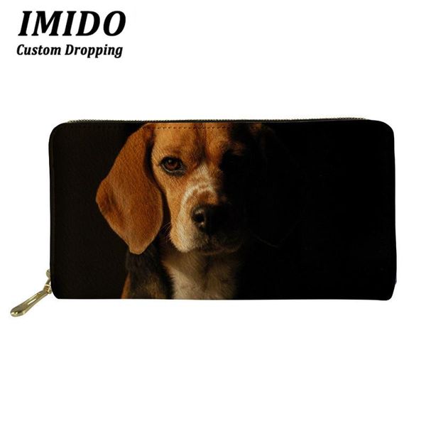 

wallets beagles 3d printing long leather brand design women pu purses travel card holder cases waterproof money bags 2021, Red;black