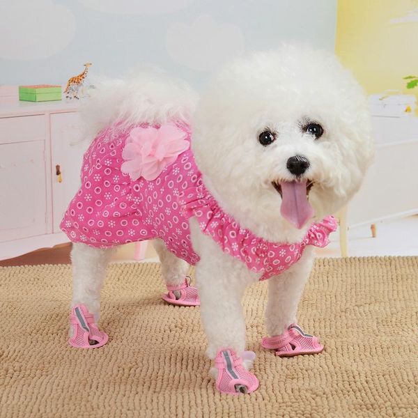 

dog apparel puoupuou clothes spring pet skirt puppy flower lace princess dress for small medium dogs yorkshire outfit
