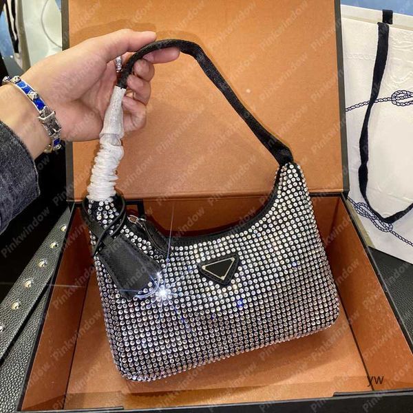 

2021 new diamonds shoulder bags handbags luxurys designers crossbody bag backpack totes half moon hobo purses satin yw