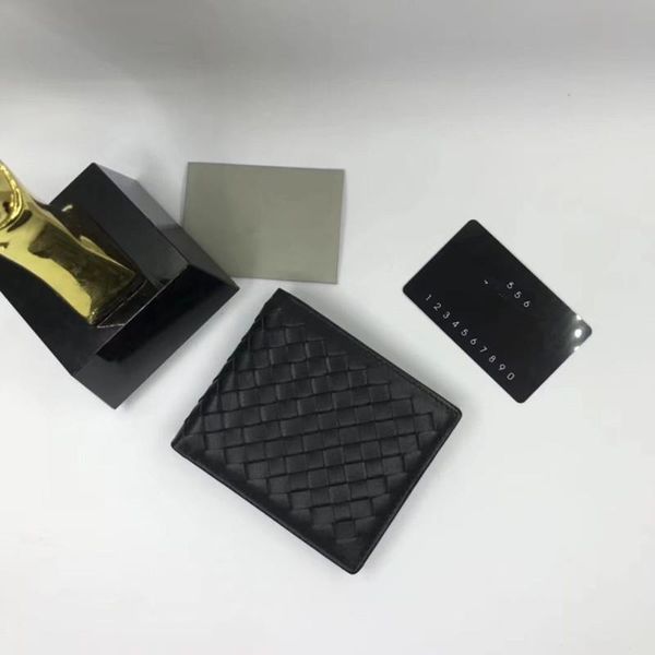 

wholesale fashion calf genuine leather short wallet purse cowhide gift card vn-knitting holder hand-woven box men's vintage ba cpmw
