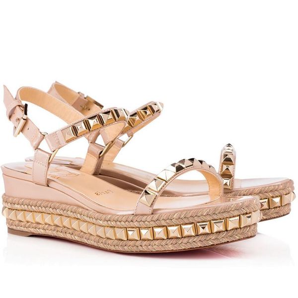 

red bottom wedges cataclou women's fashion ladies gladiator women luxury designer platform sandals eu35-43, Black