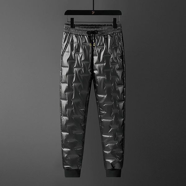 

men's pants 2021 winter arrival pant male warm thicken trouser casual elastic waist mens down cotton trousers men size m-5xl, Black
