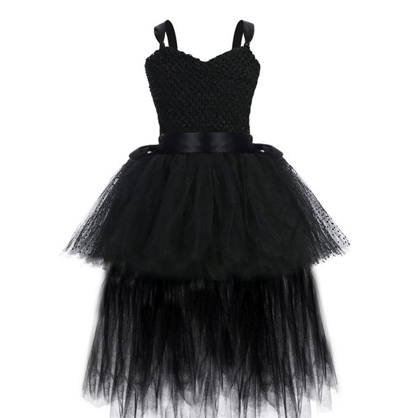 

halloween dark unicorn costume tutu dress v neck kids girls evil black magic witch outfit clothing set for carnival holidays 210303, Red;yellow