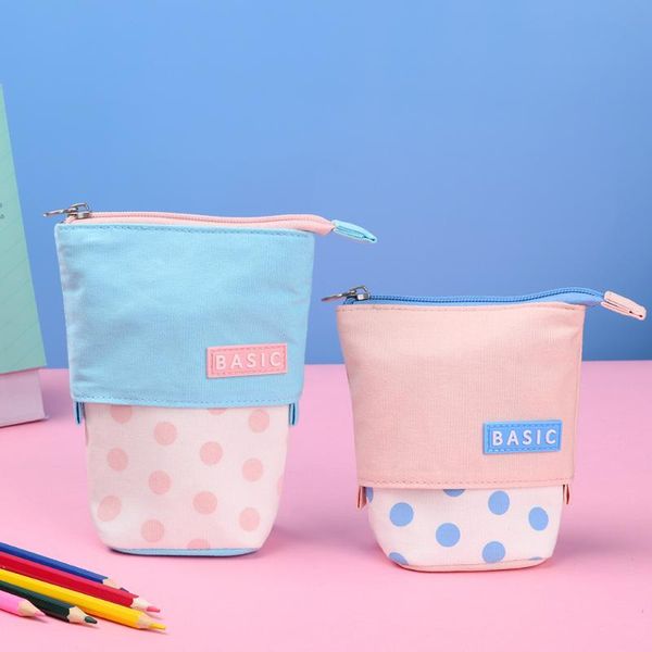 

pencil bags creative retractable case school stationery storage bag kawaii solid color pen cute holder gifts for kid