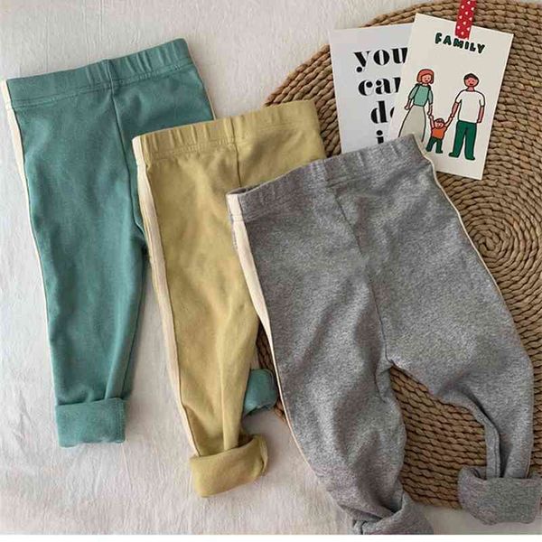 

baby boys girls all-match side braid sports pants infants cotton soft base trousers 0-2y 210708, Blue