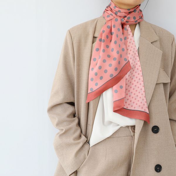 

100% pure silk scarf 2020 design ladies luxury brand dot scarves wraps women hijab bandana foulard poncho pashmina, Blue;gray