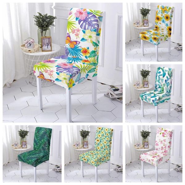 

chair covers flower leaf stretch dining cover spandex elastic 1/2/4/6pcs office slipcover restaurant wedding banquet el