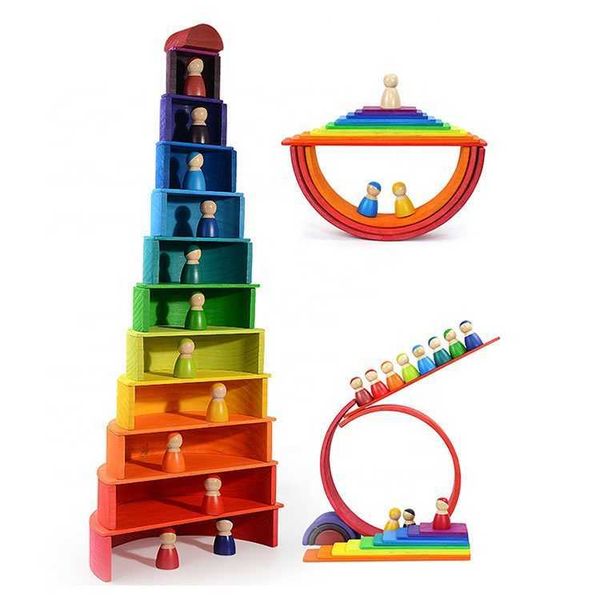 

montessori educational rainbow stacker child manufacturer wooden toy set