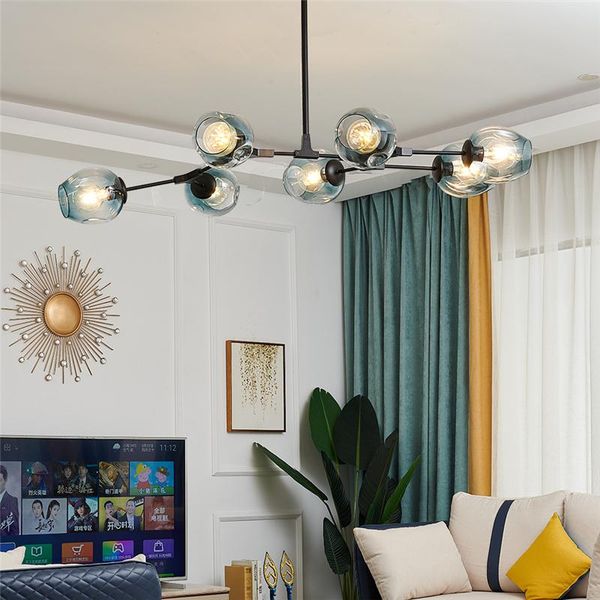 

nordic lustre glass ball loft led chandelier lighting art molecule hall living room restaurant suspension pendant lamps fixtures