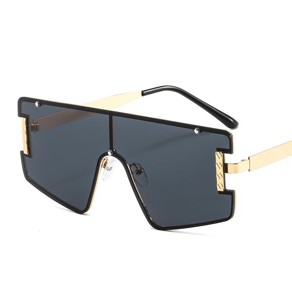 

metal retro european and american ins wind big frame one-piece color sunglasses men and women fashion personality street shooting sunglasses, White;black