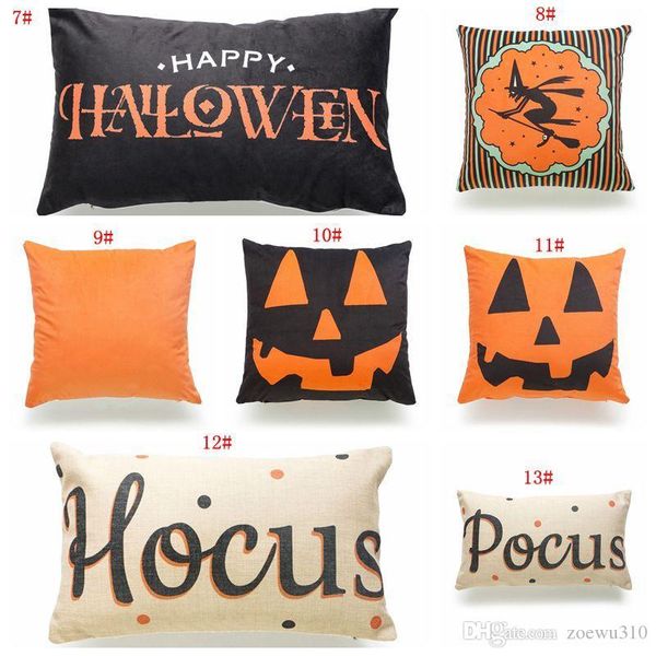 

halloween sofa cushion cover polyester pillow cover 18x18inch pumpkin letter print pillow case cushion cover party decoration gift vt0572