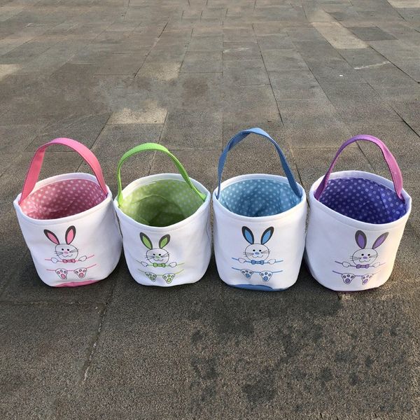 

cylindrical rabbit pattern bucket bags handmade canvas gift candy hand basket diy easter multicolor factory direct 12jz j2