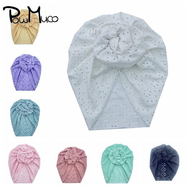 

beanies powmuco 1 pcs soft skin-friendly baby girls turban hat solid color folded infant caps comfortable breathable children bonnet