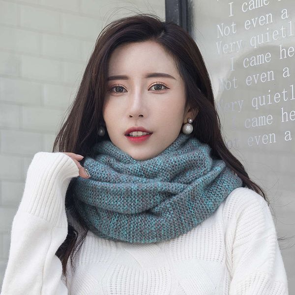 

designer autumn and winter new solid color double neckband cover leisure travel warm outdoor scarf, Blue;black