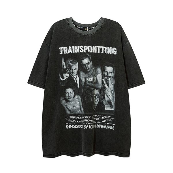 

22ss t shirt tee men women washed printed cotton tees casual short sleeve size m-xxl, White;black