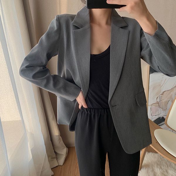 

women's suits jackets blazer ladies office wear female casual single breasted vintage coats solid women formal outwear ll018 btj7, White;black