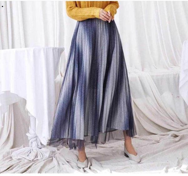 

skirts 5193 autumn female bust white gauze skirt pleated long tall waist, Black