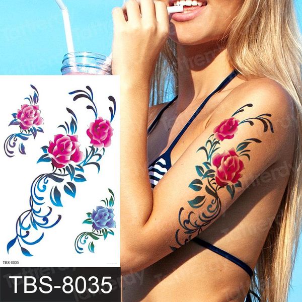 

temporary tattoos tattoo sticker flower women arm sleeve underboob wrist back waterproof lotus rose peony for girls woman