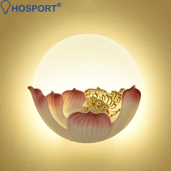 

wall lamp 6w chinese style round light acrylic lotus home living room decoration indoor lighting accessories
