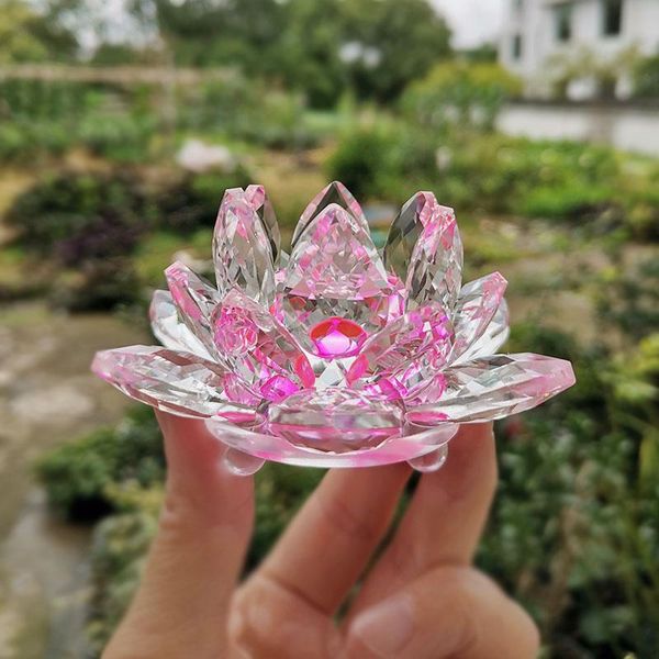 

decorative objects & figurines 8 color crystal lotus flower paperweight glass crafts fengshui home wedding party decor ornaments gifts souve