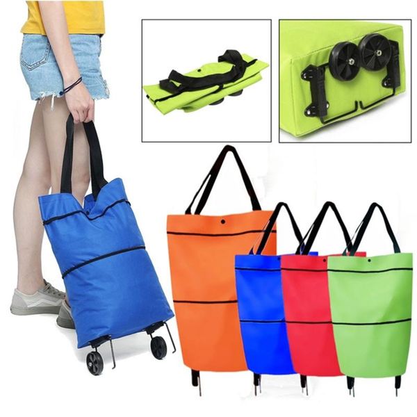 

portable large eco reusable foldable trolley bag home travel luggage handbags