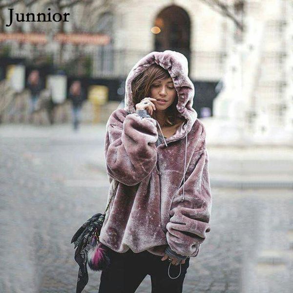 

women's hoodies & sweatshirts winter autumn women loose hooded pullover long sleeve streetwear womens purple oversized velvet hoodie fe, Black