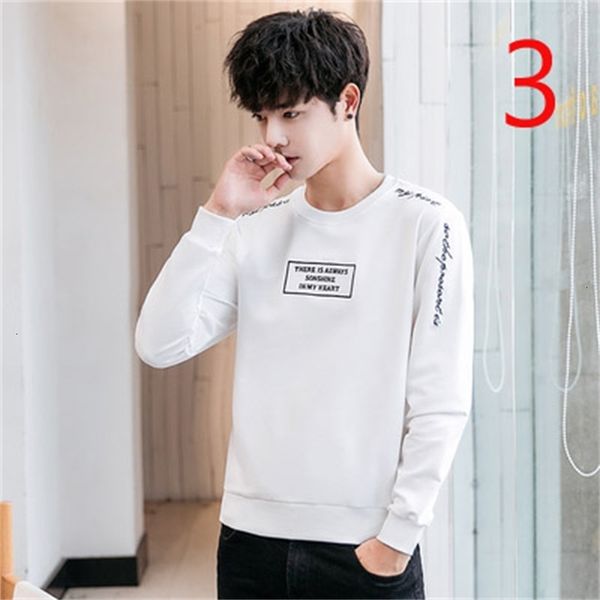 

Autumn 2021 New Men's Korean Letter Printing Round Neck Tide Shirt TMGR, White;black
