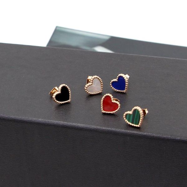 

stud yun ruo lovely heart earring for woman rose gold color pure stainless steel jewelry girl gift party not fade, Golden;silver